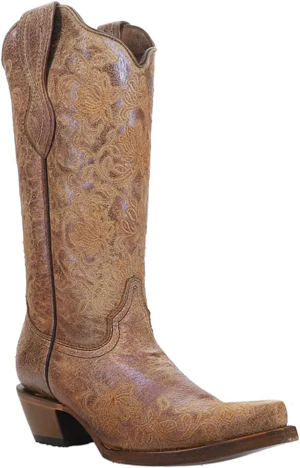 Corral Boots Women's Ld Embroidery Decorated 13in Shaft Snip Toe Leather Western Boot
