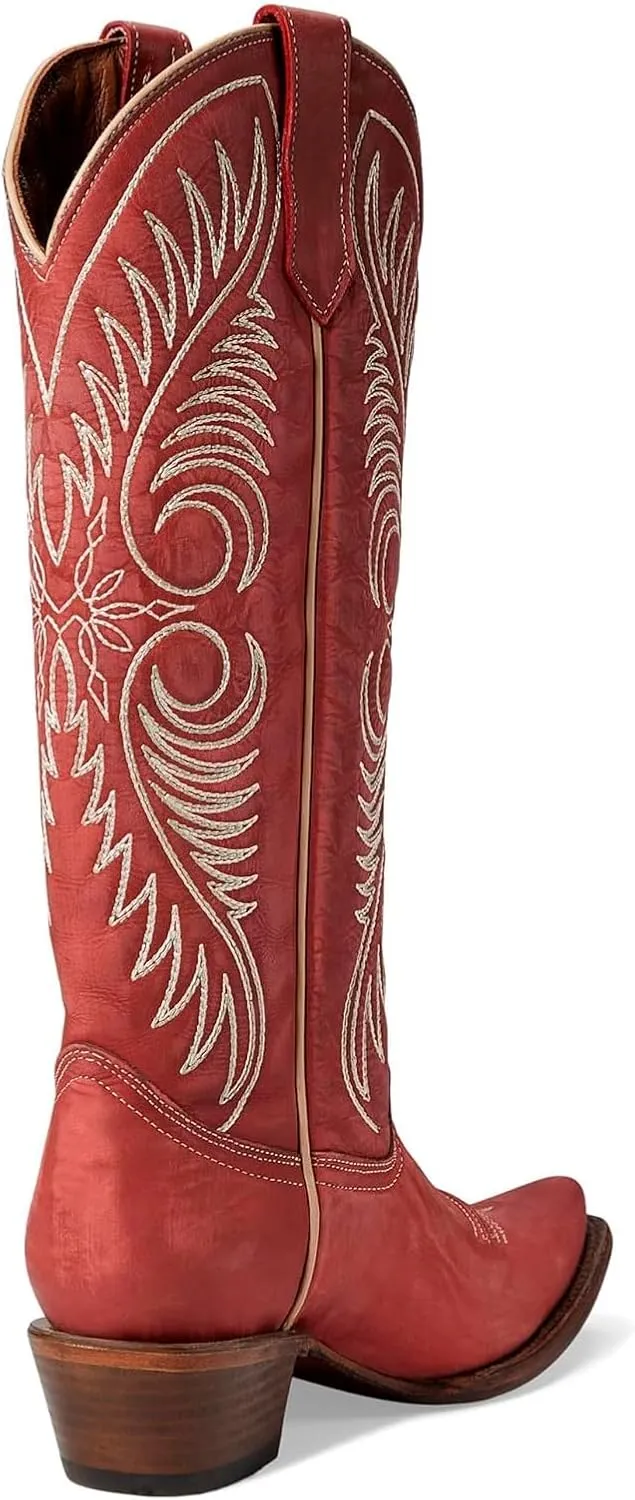 CORRAL Women's Circle G Embroidery Urban Western Outdoor Cowgirl Style Snip Toe Knee-High Pig Lining Cowhide Leather Boots