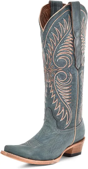CORRAL Women's Circle G Embroidery Urban Western Outdoor Cowgirl Style Snip Toe Knee-High Pig Lining Cowhide Leather Boots