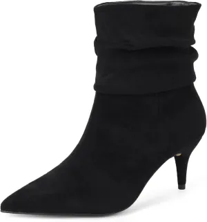 CosyFever Sexy Slouch Ankle Boots for Women with Fashion Mid Stiletto Heels Pointed Toe