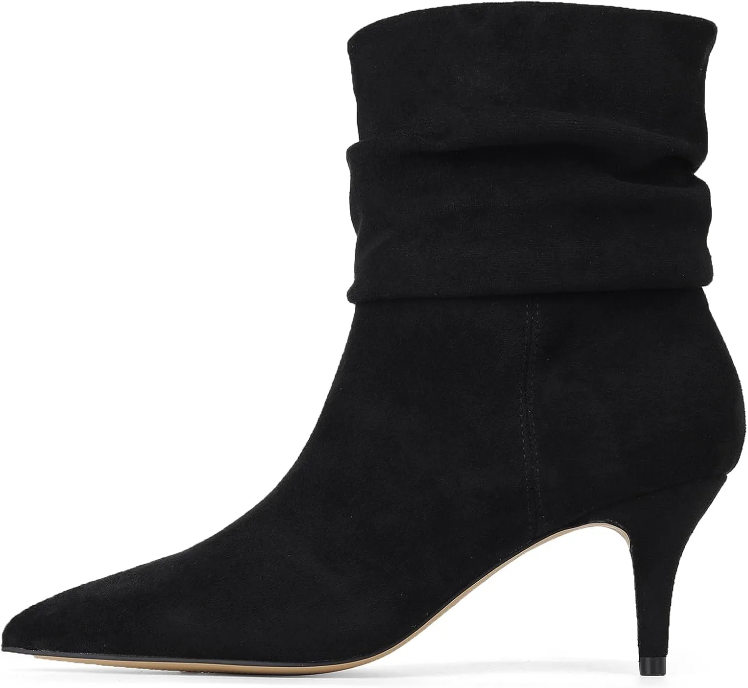 CosyFever Sexy Slouch Ankle Boots for Women with Fashion Mid Stiletto Heels Pointed Toe