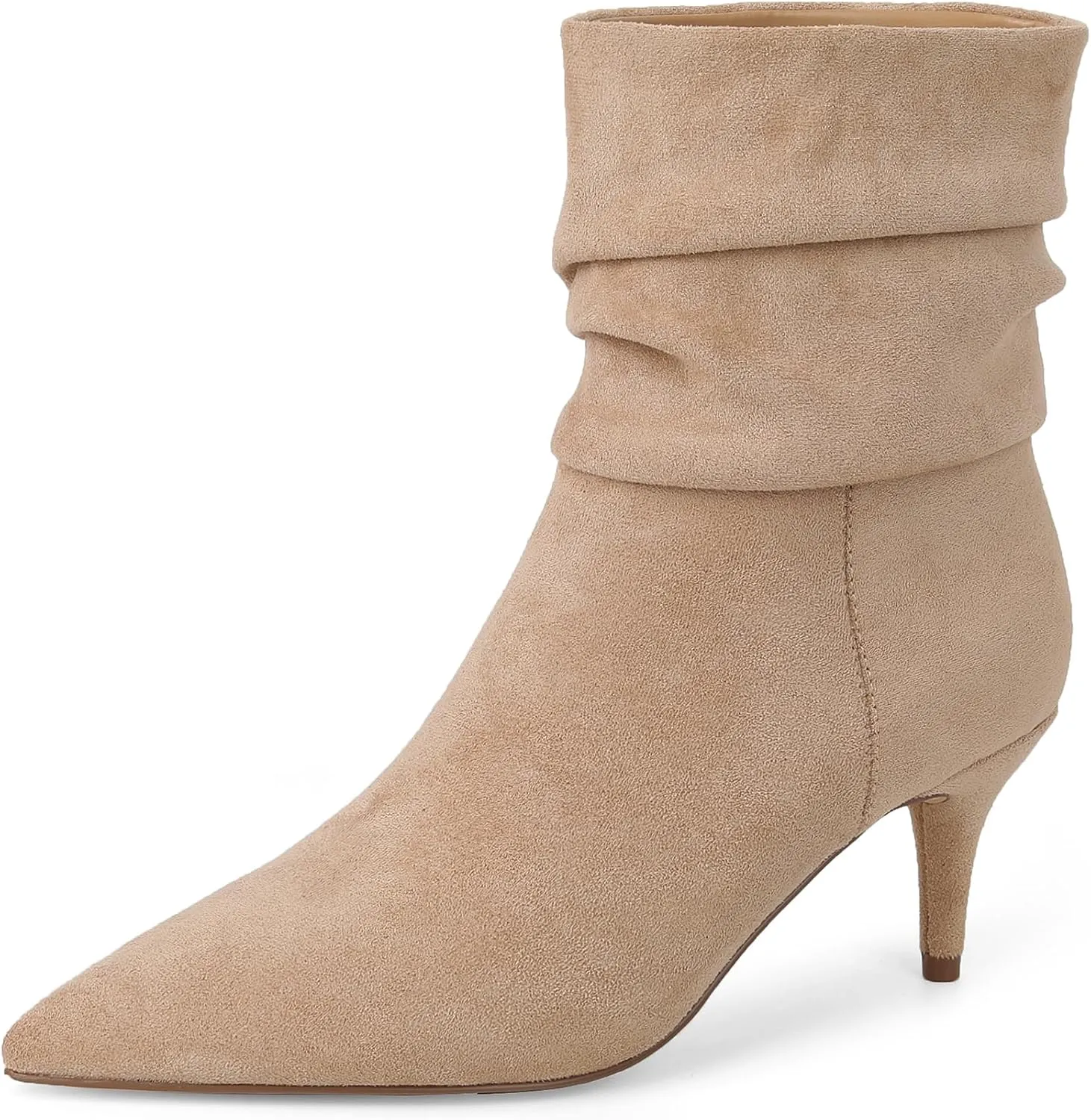 CosyFever Sexy Slouch Ankle Boots for Women with Fashion Mid Stiletto Heels Pointed Toe