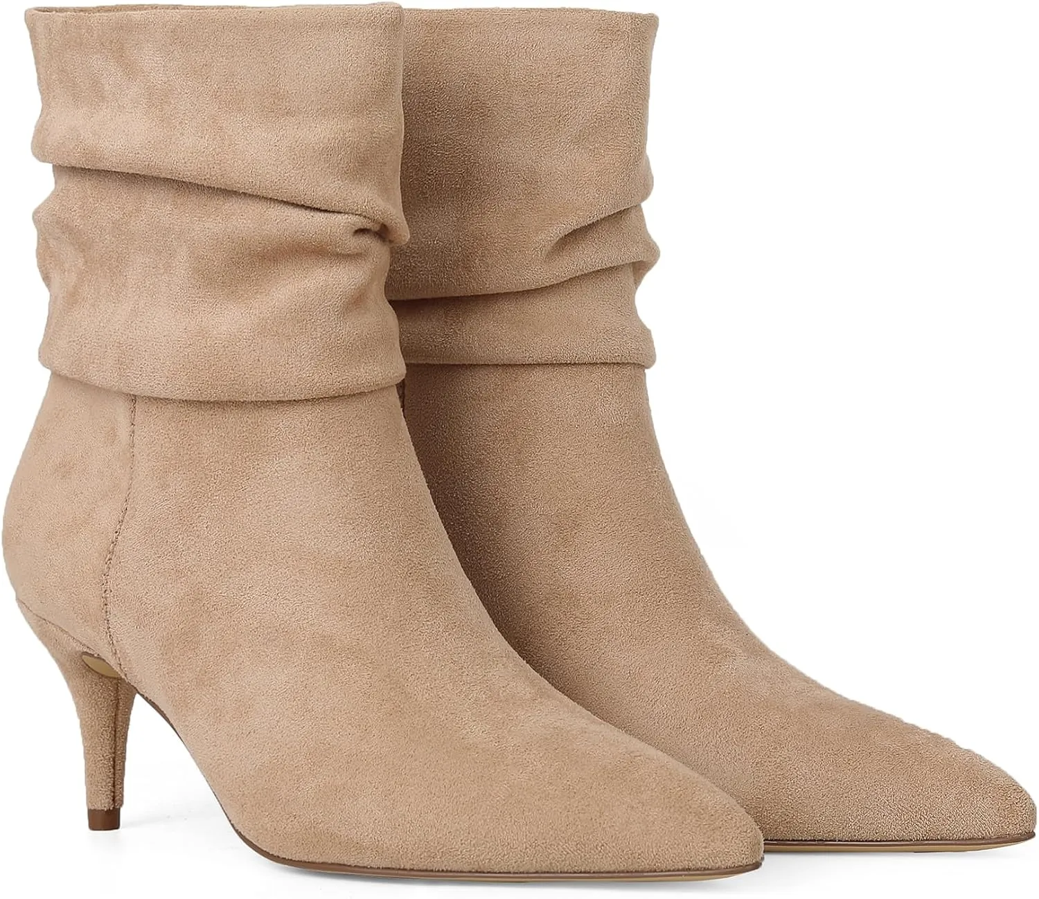 CosyFever Sexy Slouch Ankle Boots for Women with Fashion Mid Stiletto Heels Pointed Toe
