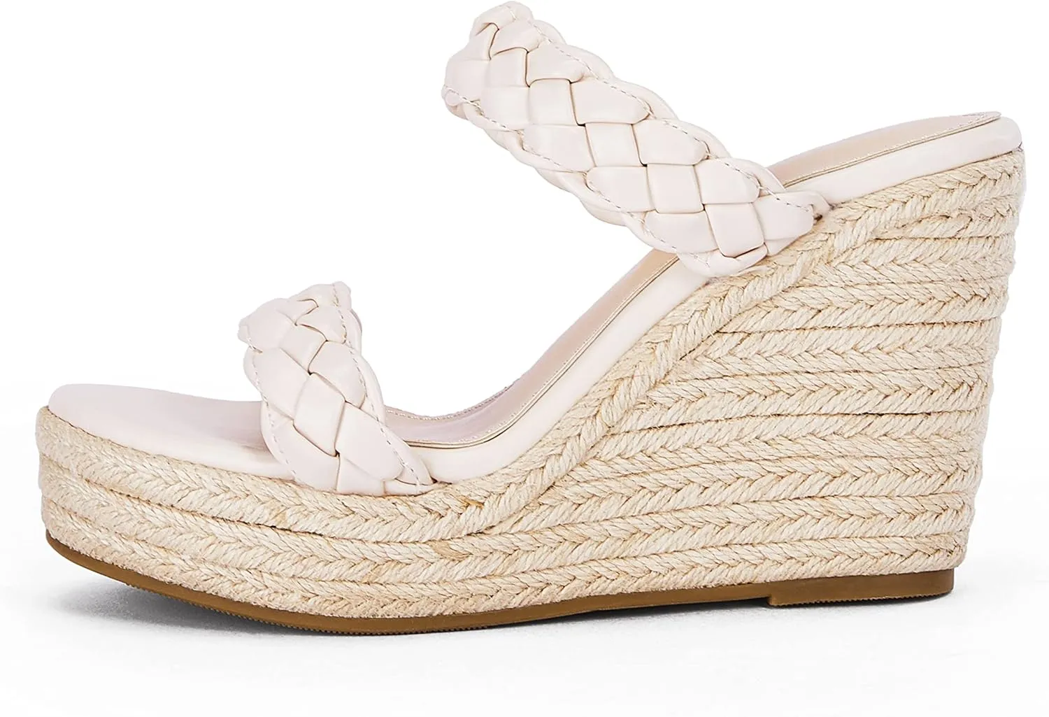 Coutgo Womens Wedge Platform Sandals Espadrilles Two Strap Woven Slip On Summer Cute Slide Sandals