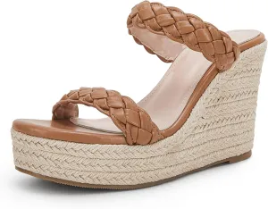 Coutgo Womens Wedge Platform Sandals Espadrilles Two Strap Woven Slip On Summer Cute Slide Sandals