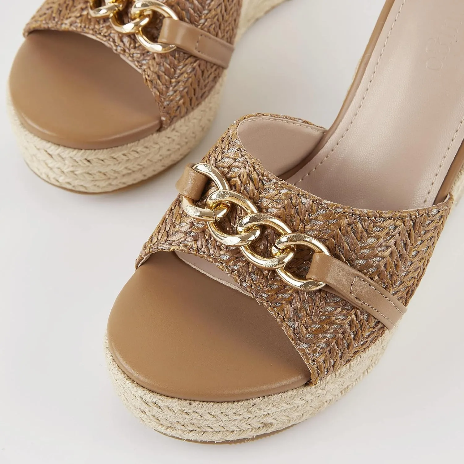 Coutgo Women's Wedge Sandals Platform Espadrille Heel Chain Slip On Casual Summer Slides