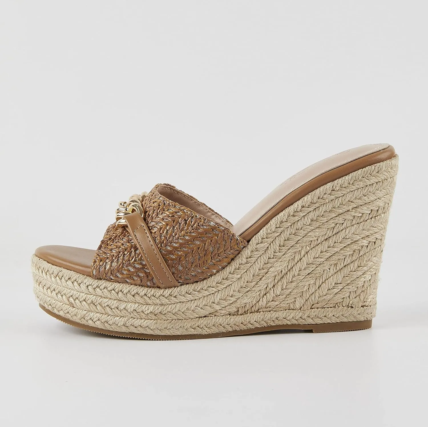 Coutgo Women's Wedge Sandals Platform Espadrille Heel Chain Slip On Casual Summer Slides
