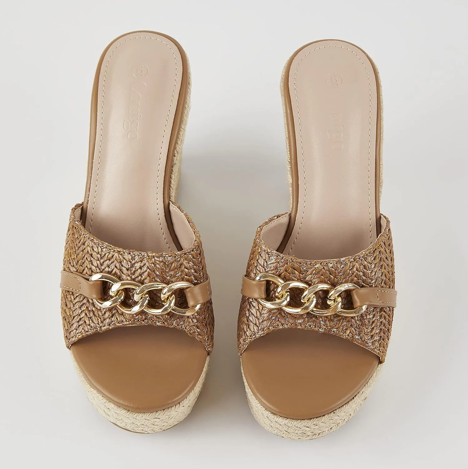 Coutgo Women's Wedge Sandals Platform Espadrille Heel Chain Slip On Casual Summer Slides