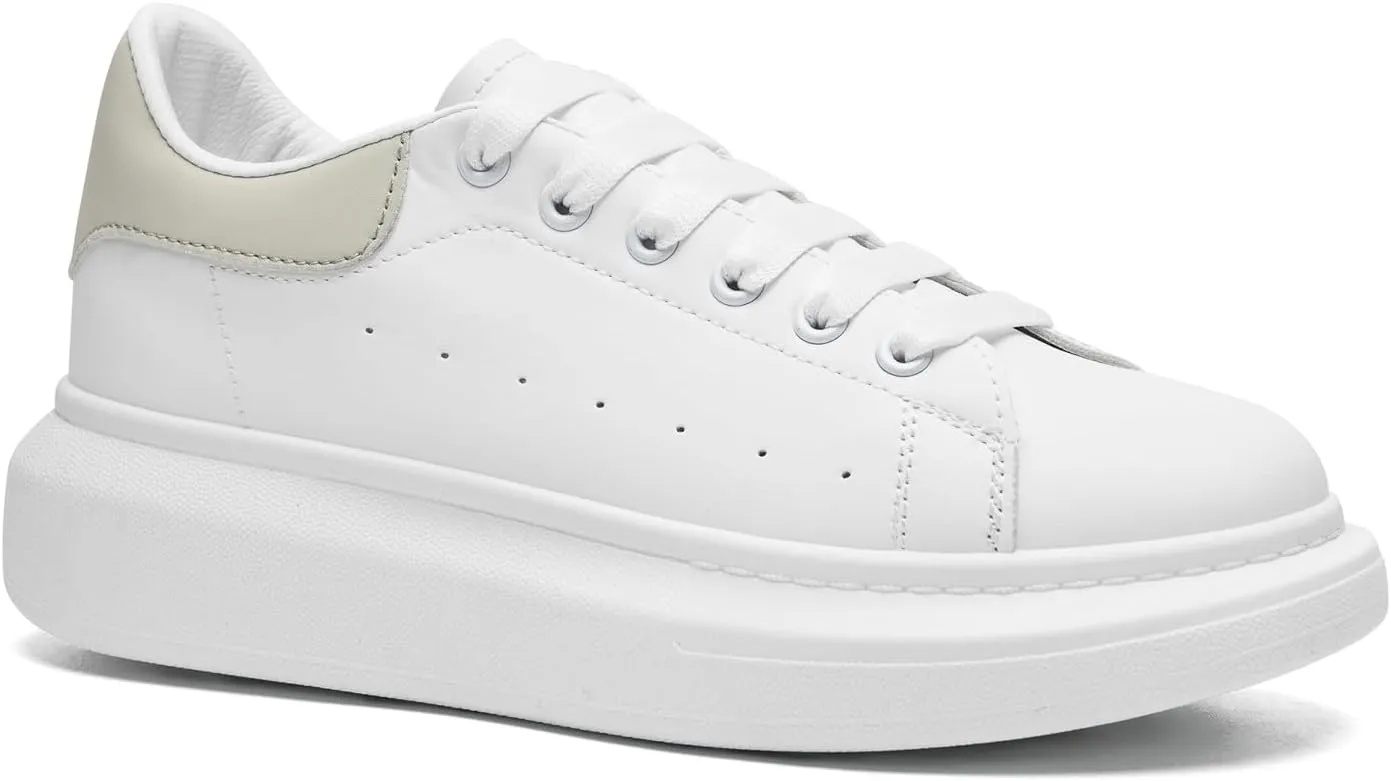 COVS Platform White Sneakers for Women, Women's Fashion Sneakers, Leather Sneakers for Women Unisex Height Increase Shoes