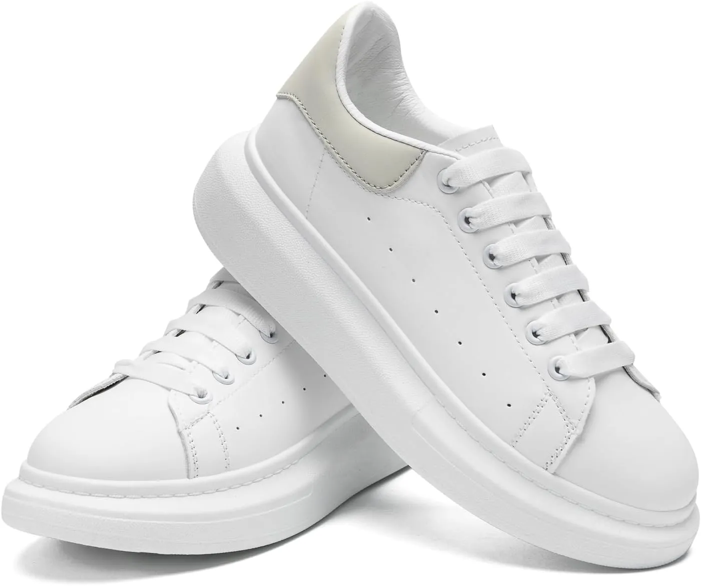 COVS Platform White Sneakers for Women, Women's Fashion Sneakers, Leather Sneakers for Women Unisex Height Increase Shoes