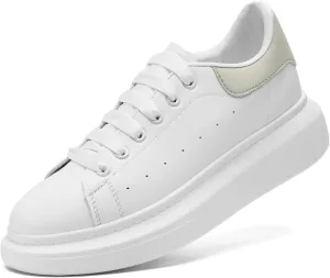 COVS Platform White Sneakers for Women, Women's Fashion Sneakers, Leather Sneakers for Women Unisex Height Increase Shoes