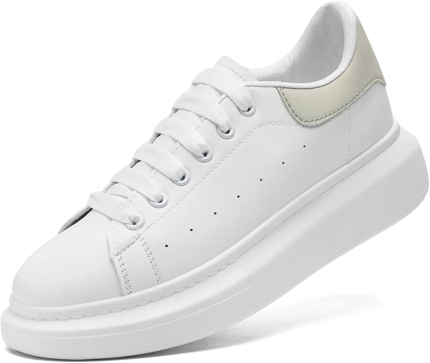 COVS Platform White Sneakers for Women, Women's Fashion Sneakers, Leather Sneakers for Women Unisex Height Increase Shoes