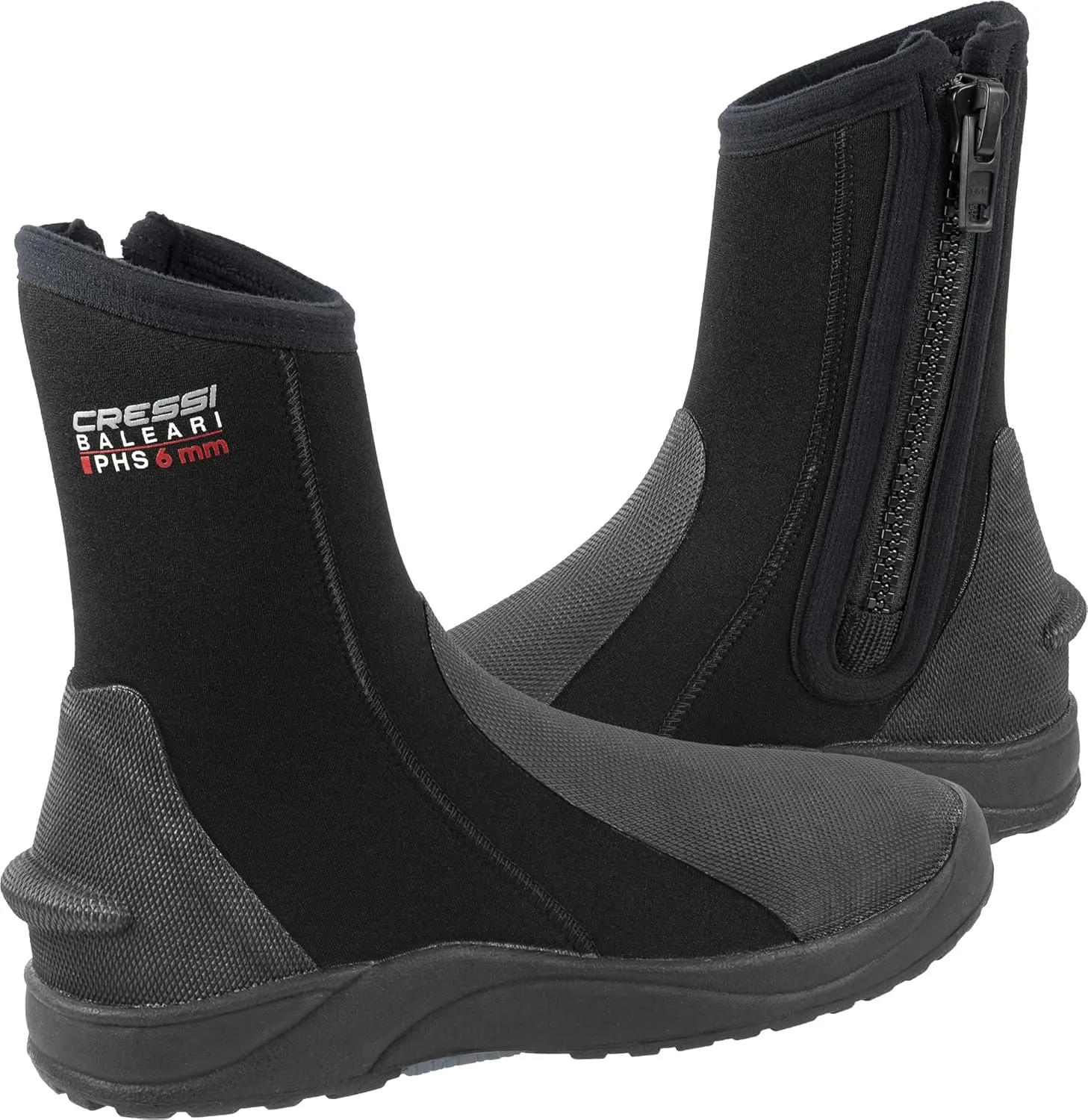 Cressi 6mm Neoprene Adult Hard Sole Boots - for Water Sports: Scuba Diving, Snorkeling - Baleari PHS: Designed in Italy