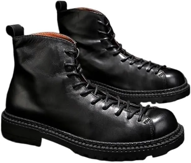 CSCDD Men's Casual Mid-Tube Suede Shoes High-top Sneakers Thick-Soled Boots Casual Comfortable Inner Breathable Non-Slip Flat Sole Shoes