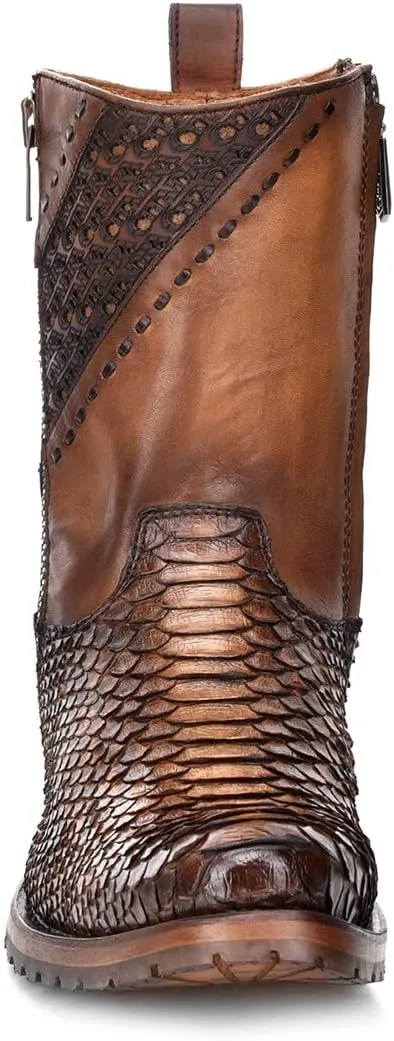 Cuadra Men's Boot in Genuine Python Leather and Bovine Leather with Zipper