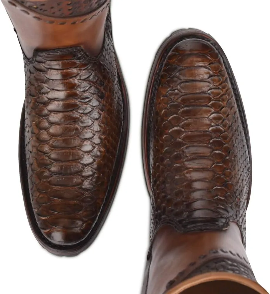 Cuadra Men's Boot in Genuine Python Leather and Bovine Leather with Zipper