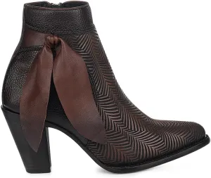 Cuadra Women's Genuine Leather Bootie with Decorative Fringe Brown 3F0PRS