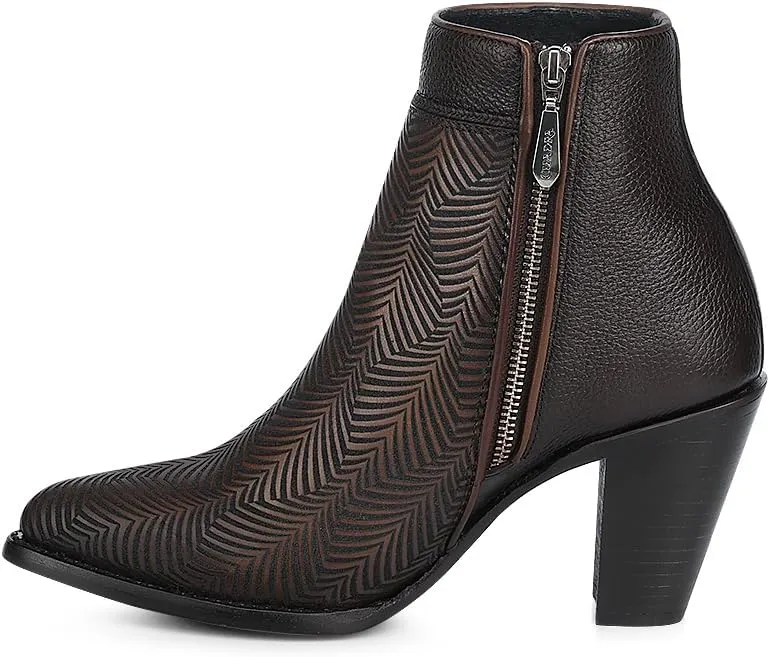 Cuadra Women's Genuine Leather Bootie with Decorative Fringe Brown 3F0PRS