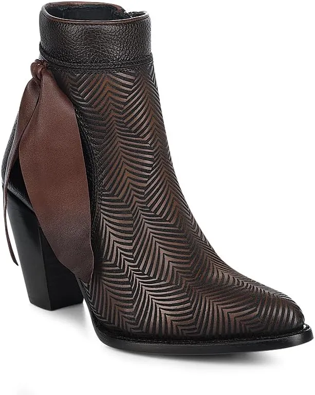 Cuadra Women's Genuine Leather Bootie with Decorative Fringe Brown 3F0PRS