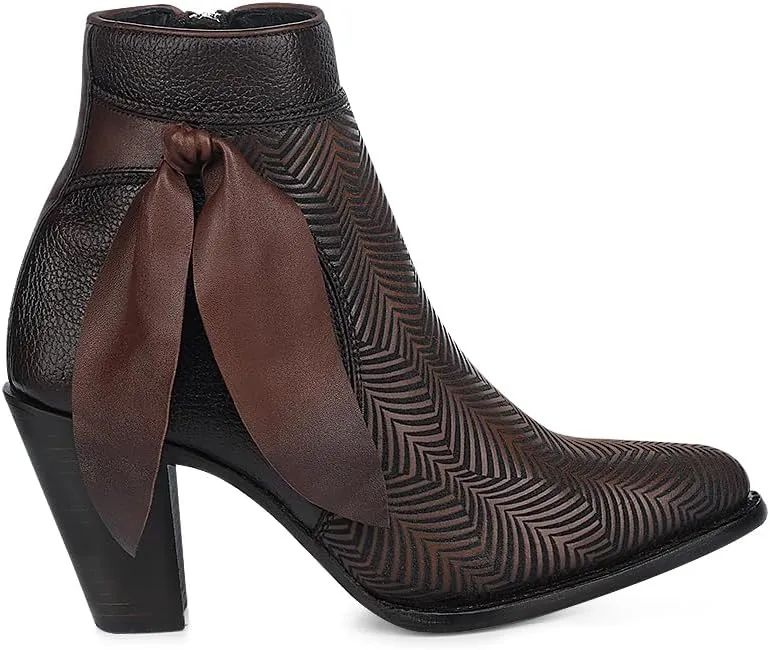 Cuadra Women's Genuine Leather Bootie with Decorative Fringe Brown 3F0PRS