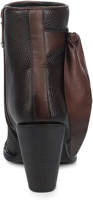 Cuadra Women's Genuine Leather Bootie with Decorative Fringe Brown 3F0PRS