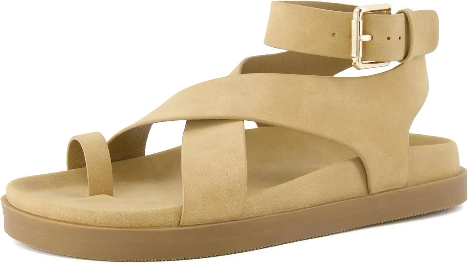 CUSHIONAIRE Women's Entry ankle wrap footbed sandal with  Comfort, Wide Widths Available