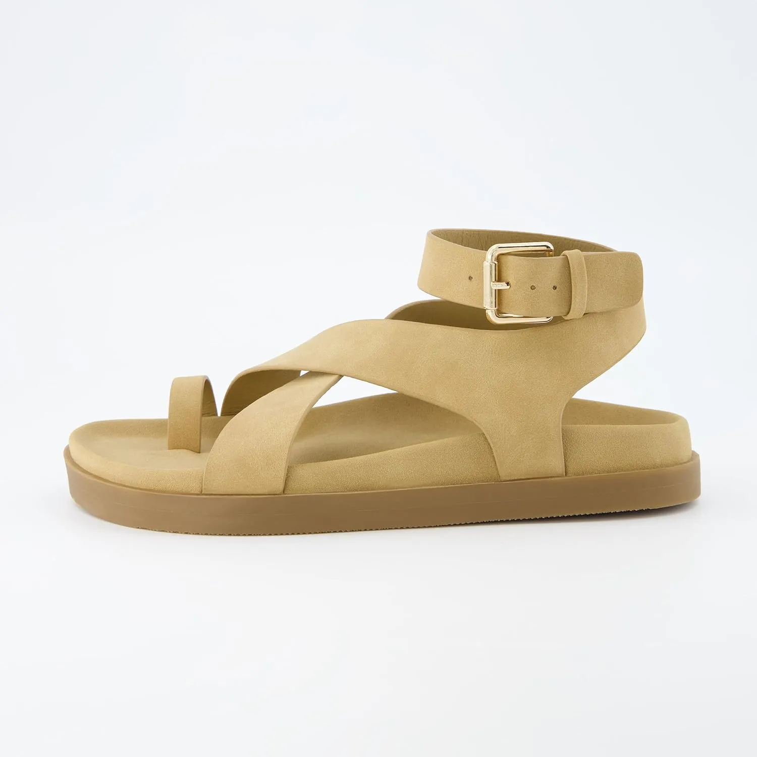 CUSHIONAIRE Women's Entry ankle wrap footbed sandal with  Comfort, Wide Widths Available
