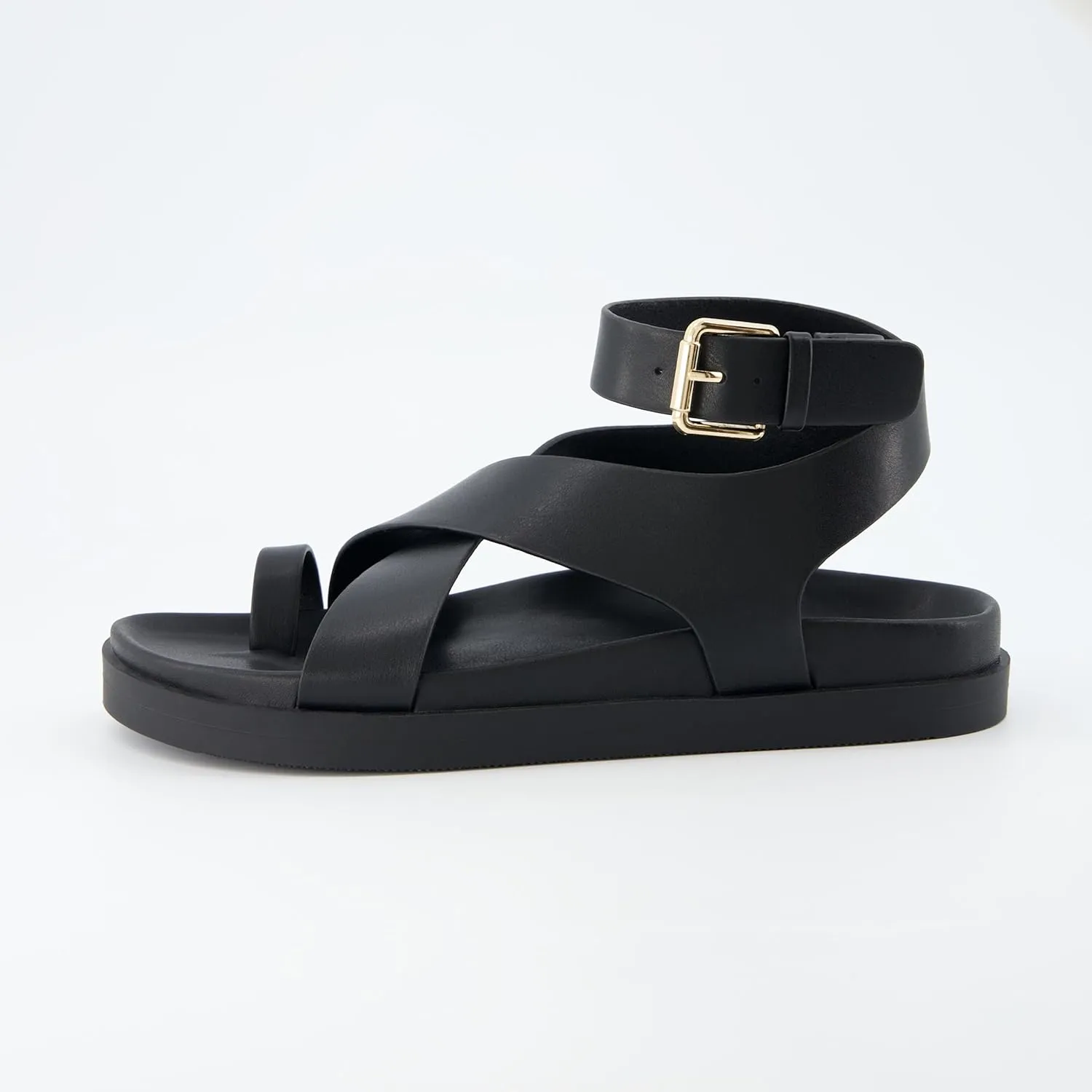CUSHIONAIRE Women's Entry ankle wrap footbed sandal with  Comfort, Wide Widths Available