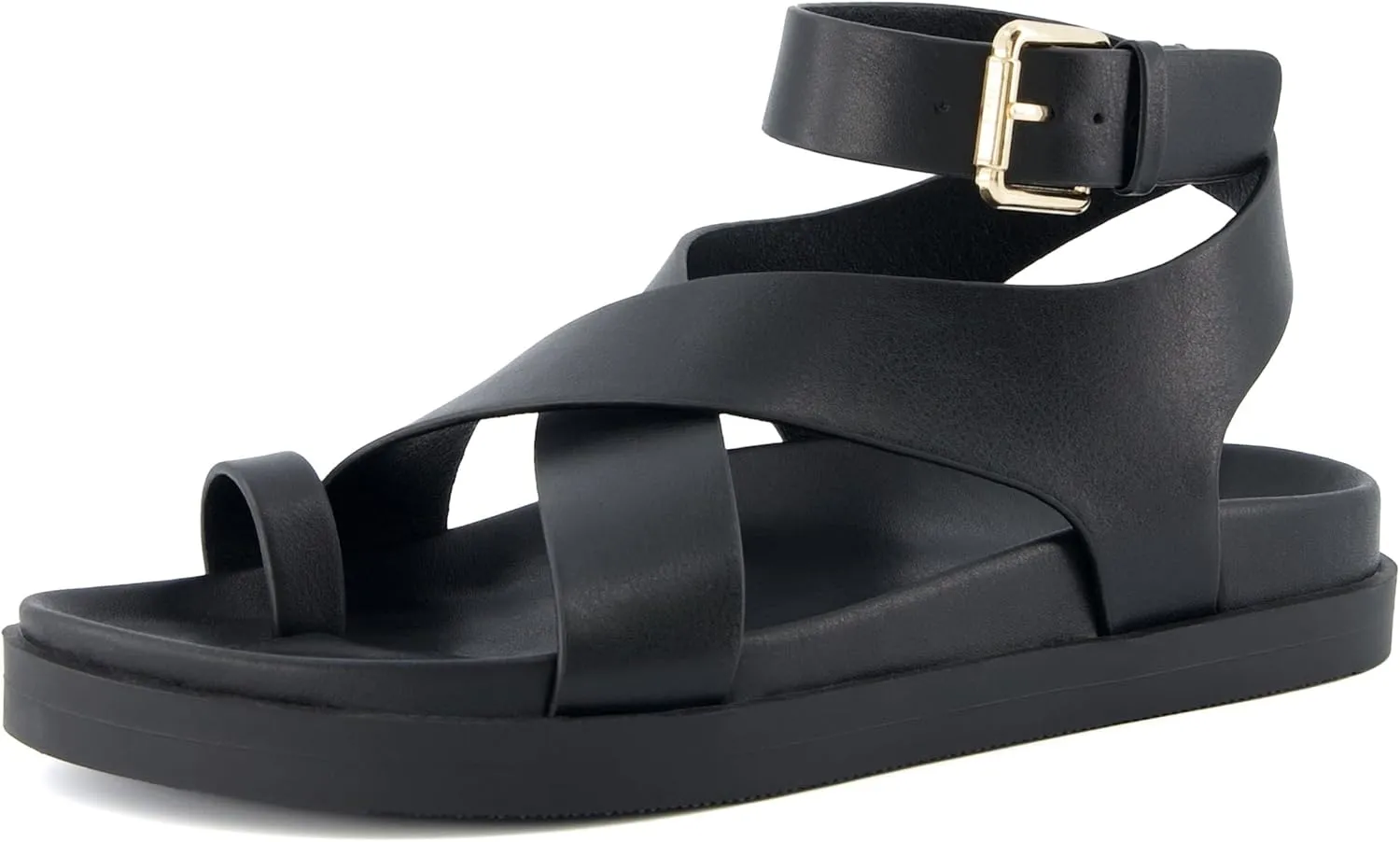 CUSHIONAIRE Women's Entry ankle wrap footbed sandal with  Comfort, Wide Widths Available