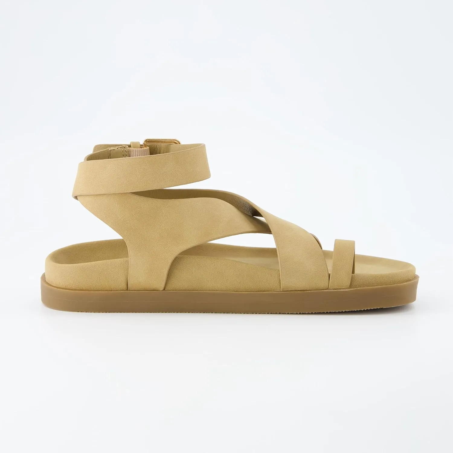 CUSHIONAIRE Women's Entry ankle wrap footbed sandal with  Comfort, Wide Widths Available