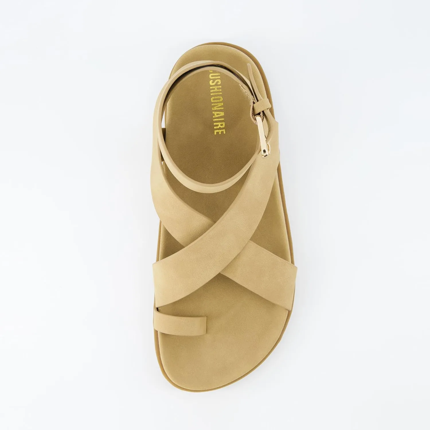 CUSHIONAIRE Women's Entry ankle wrap footbed sandal with  Comfort, Wide Widths Available