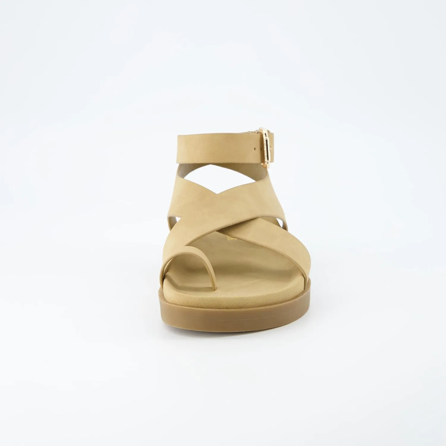 CUSHIONAIRE Women's Entry ankle wrap footbed sandal with  Comfort, Wide Widths Available