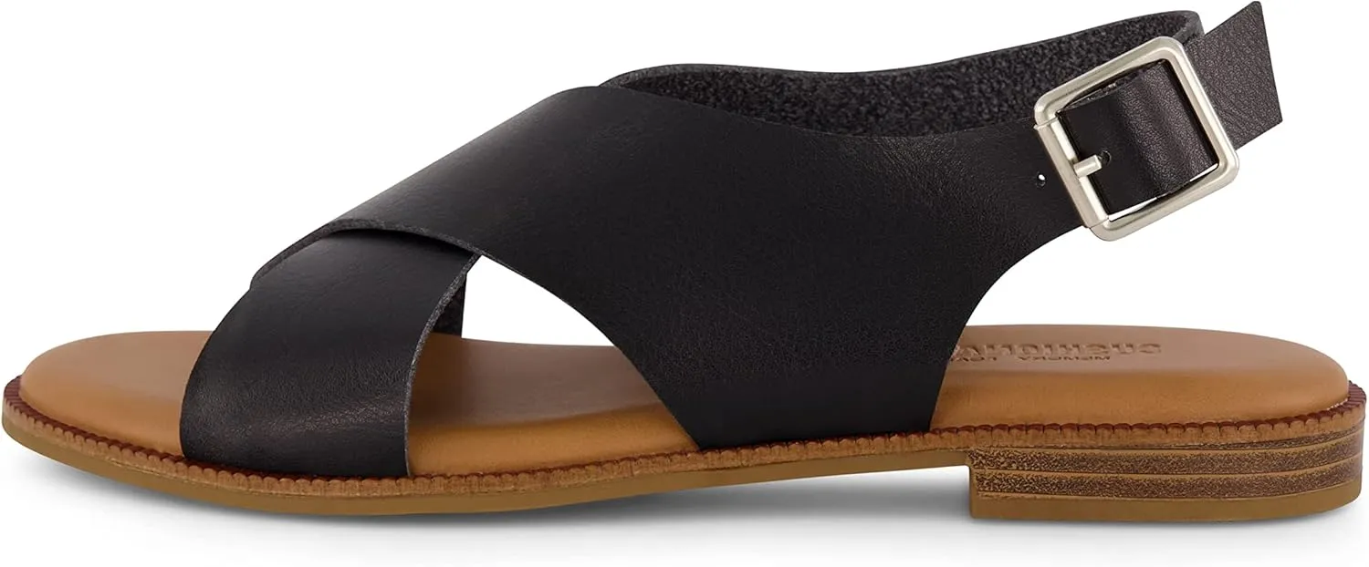 CUSHIONAIRE Women's Lake cross band sandal  Memory Foam