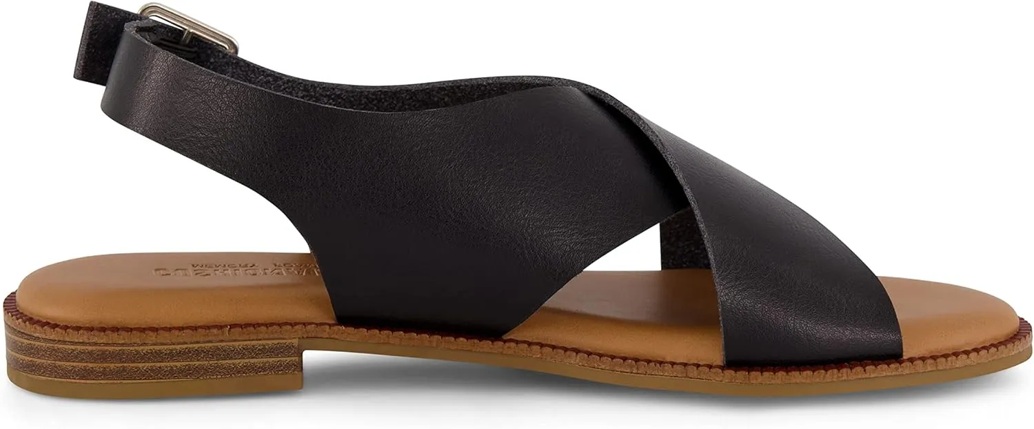 CUSHIONAIRE Women's Lake cross band sandal  Memory Foam