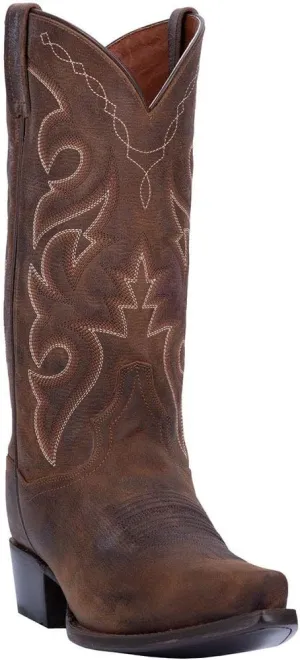 Dan Post Mens Renegade Distressed Embroidered Snip Toe Pull On Dress Boots Mid Calf - Brown