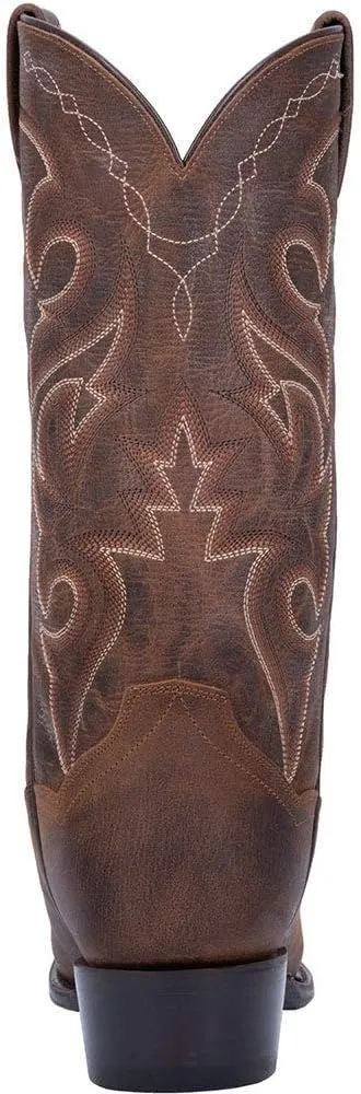 Dan Post Mens Renegade Distressed Embroidered Snip Toe Pull On Dress Boots Mid Calf - Brown