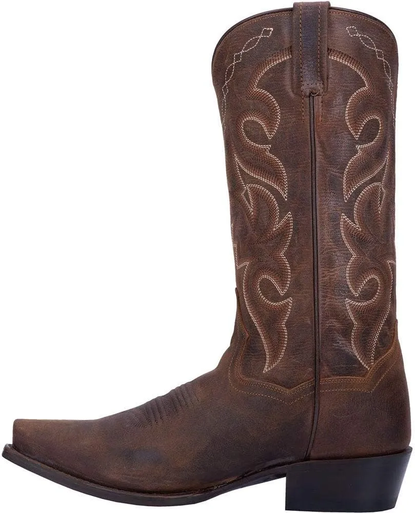 Dan Post Mens Renegade Distressed Embroidered Snip Toe Pull On Dress Boots Mid Calf - Brown