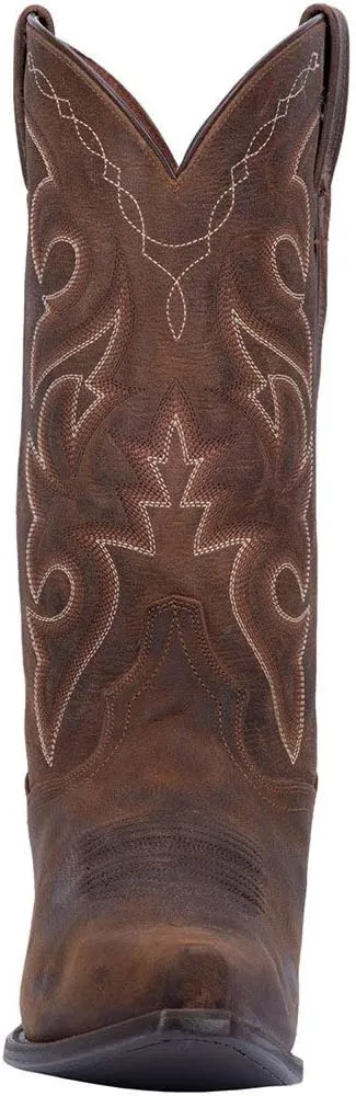 Dan Post Mens Renegade Distressed Embroidered Snip Toe Pull On Dress Boots Mid Calf - Brown