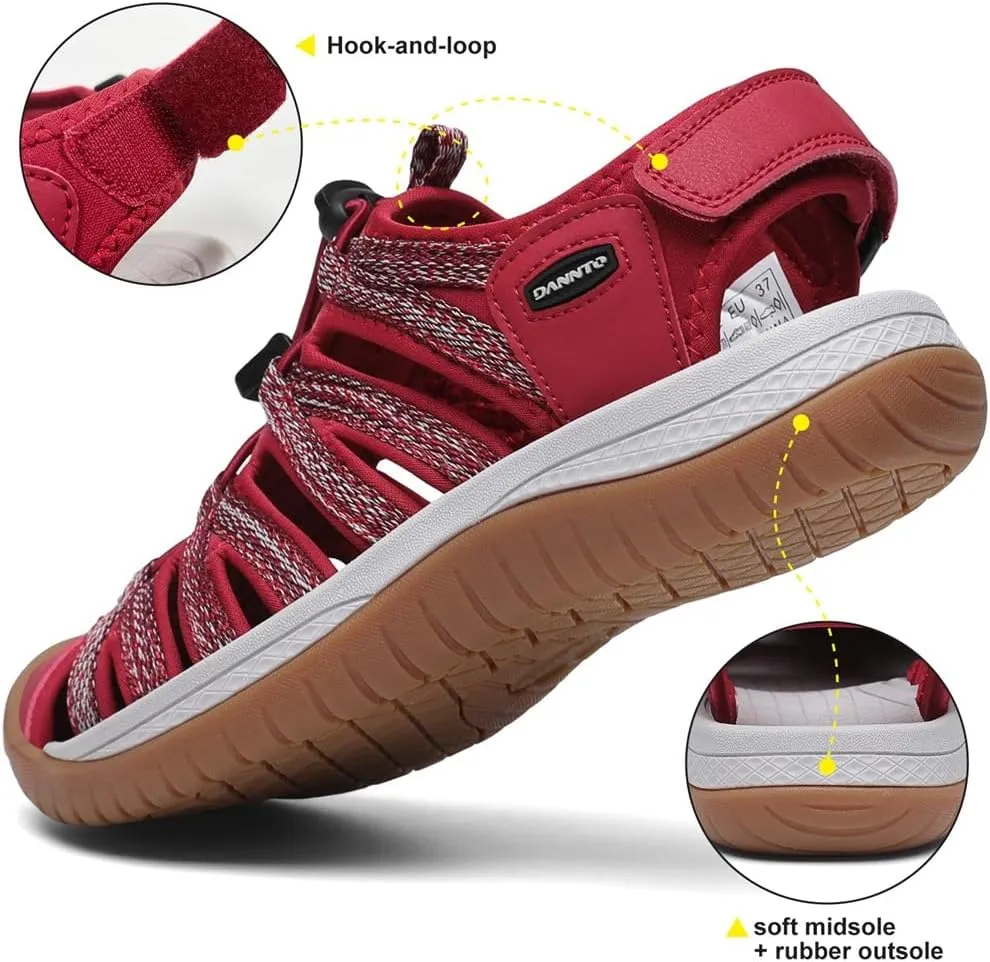 Dannto Women's Closed Toe Hiking Sandals Walking Water Sandal Comfort Athletic Sport Outdoor Sandals