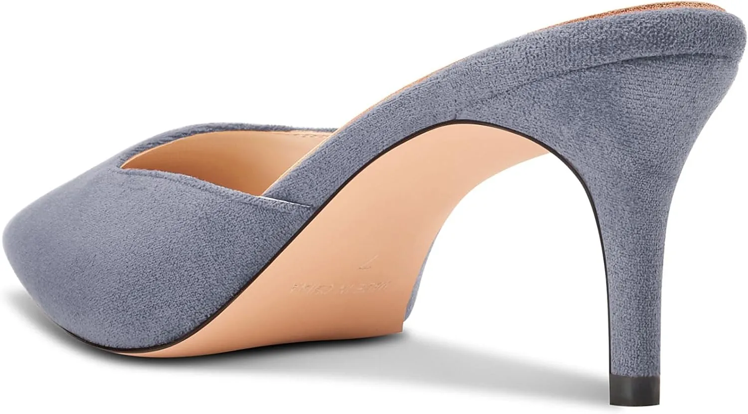 DearOnly Womens Pointed Toe Kitten Heel Mules Slip-on Stiletto Mid Heel Sandals Prom Dress Shoes 2.6 Inches Heels