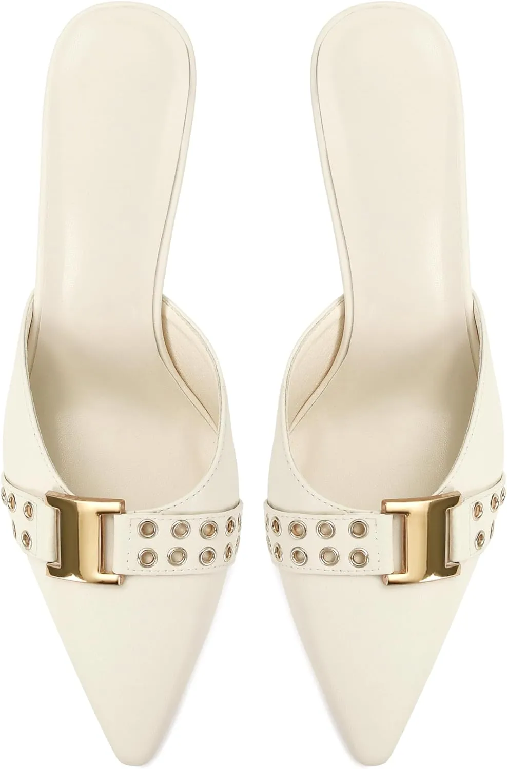 DOEYG Pointed Toe Kitten Heels for Women Closed Toe Heeled Mules Heels Sandals Buckle Stiletto Heels Pumps
