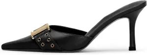 DOEYG Pointed Toe Kitten Heels for Women Closed Toe Heeled Mules Heels Sandals Buckle Stiletto Heels Pumps
