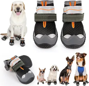 Dog Shoes for Large Small Medium Dogs, Dog Shoes for Summer Hot Pavement, Dog Boots & Paw Protectors Anti-Slip Waterproof for Outdoor Hiking Hardwood Floor Snow with Reflective Straps Size 8