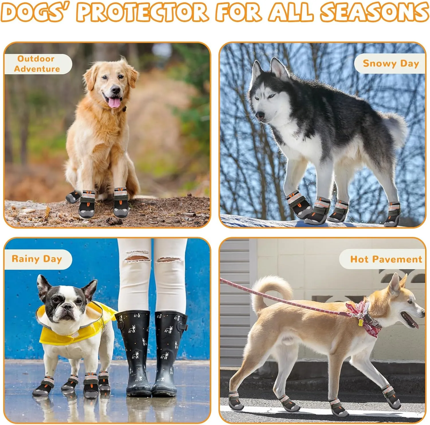Dog Shoes for Large Small Medium Dogs, Dog Shoes for Summer Hot Pavement, Dog Boots & Paw Protectors Anti-Slip Waterproof for Outdoor Hiking Hardwood Floor Snow with Reflective Straps Size 8