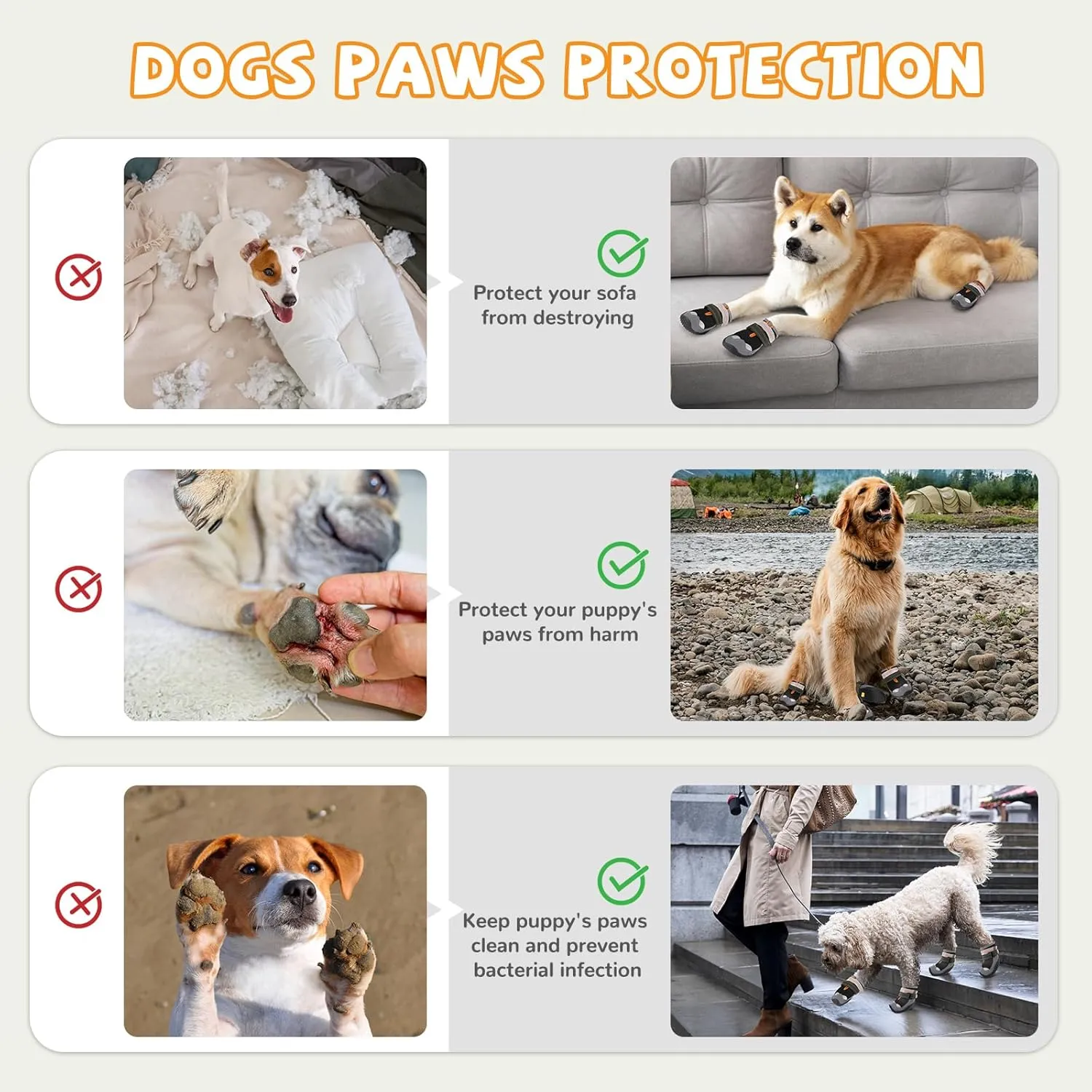 Dog Shoes for Large Small Medium Dogs, Dog Shoes for Summer Hot Pavement, Dog Boots & Paw Protectors Anti-Slip Waterproof for Outdoor Hiking Hardwood Floor Snow with Reflective Straps Size 8