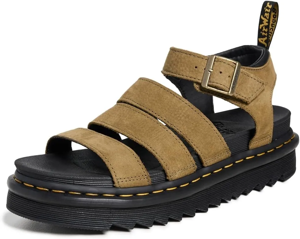 Dr. Martens Women's Blaire Nubuck Fisherman Sandal, Muted Olive, 11