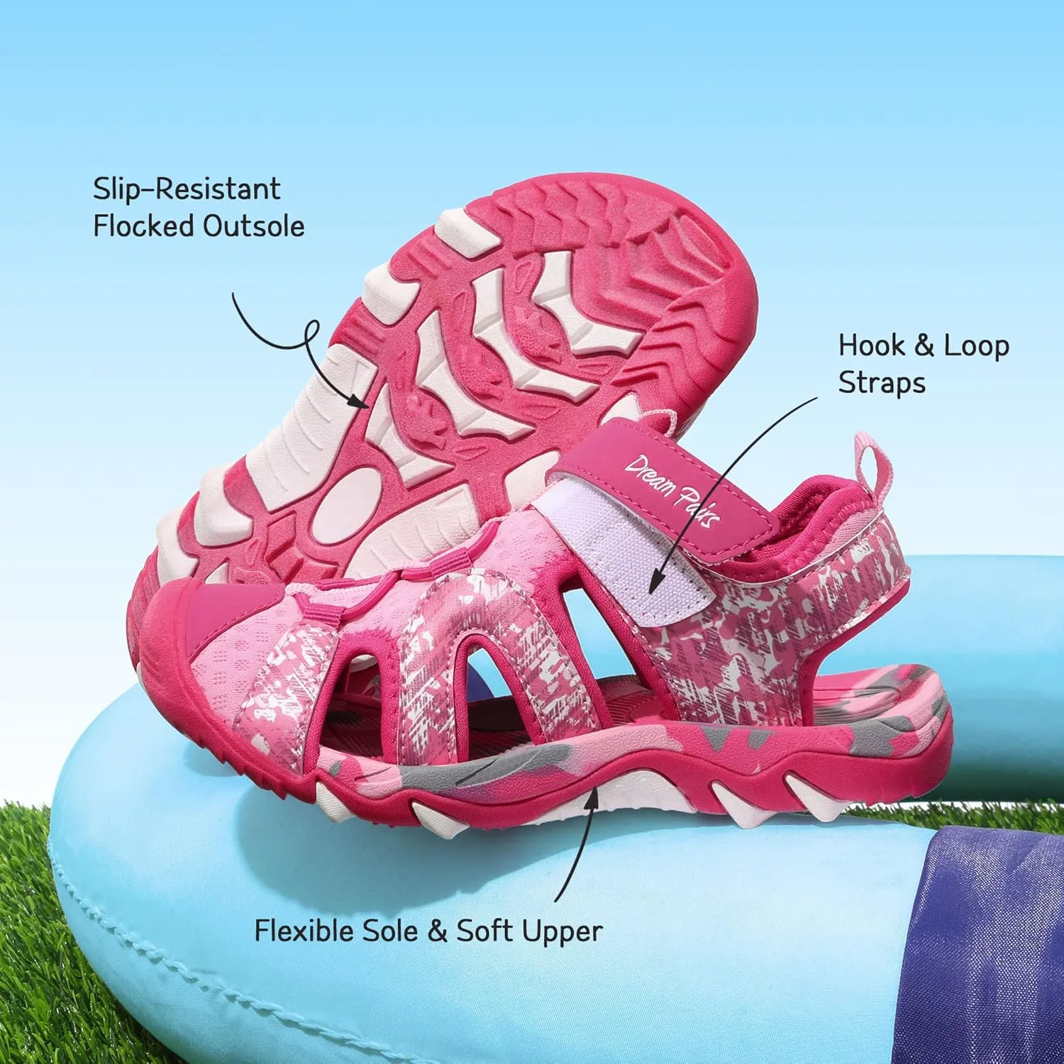 DREAM PAIRS Boys Girls Summer Outdoor Athletic Sport Sandals for Little/Big Kid