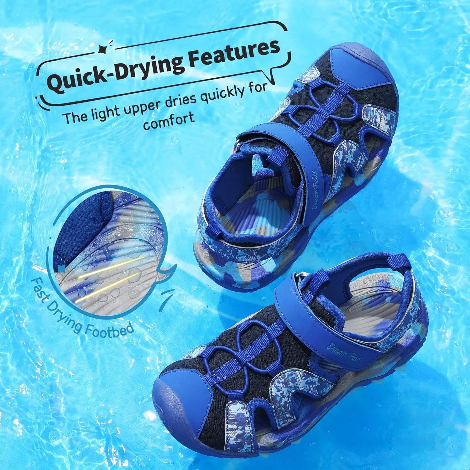 DREAM PAIRS Boys Girls Summer Outdoor Athletic Sport Sandals for Little/Big Kid