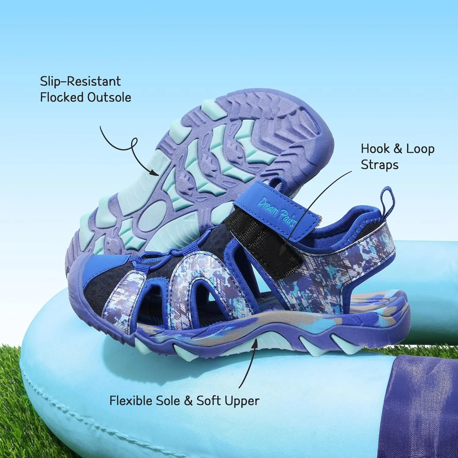 DREAM PAIRS Boys Girls Summer Outdoor Athletic Sport Sandals for Little/Big Kid