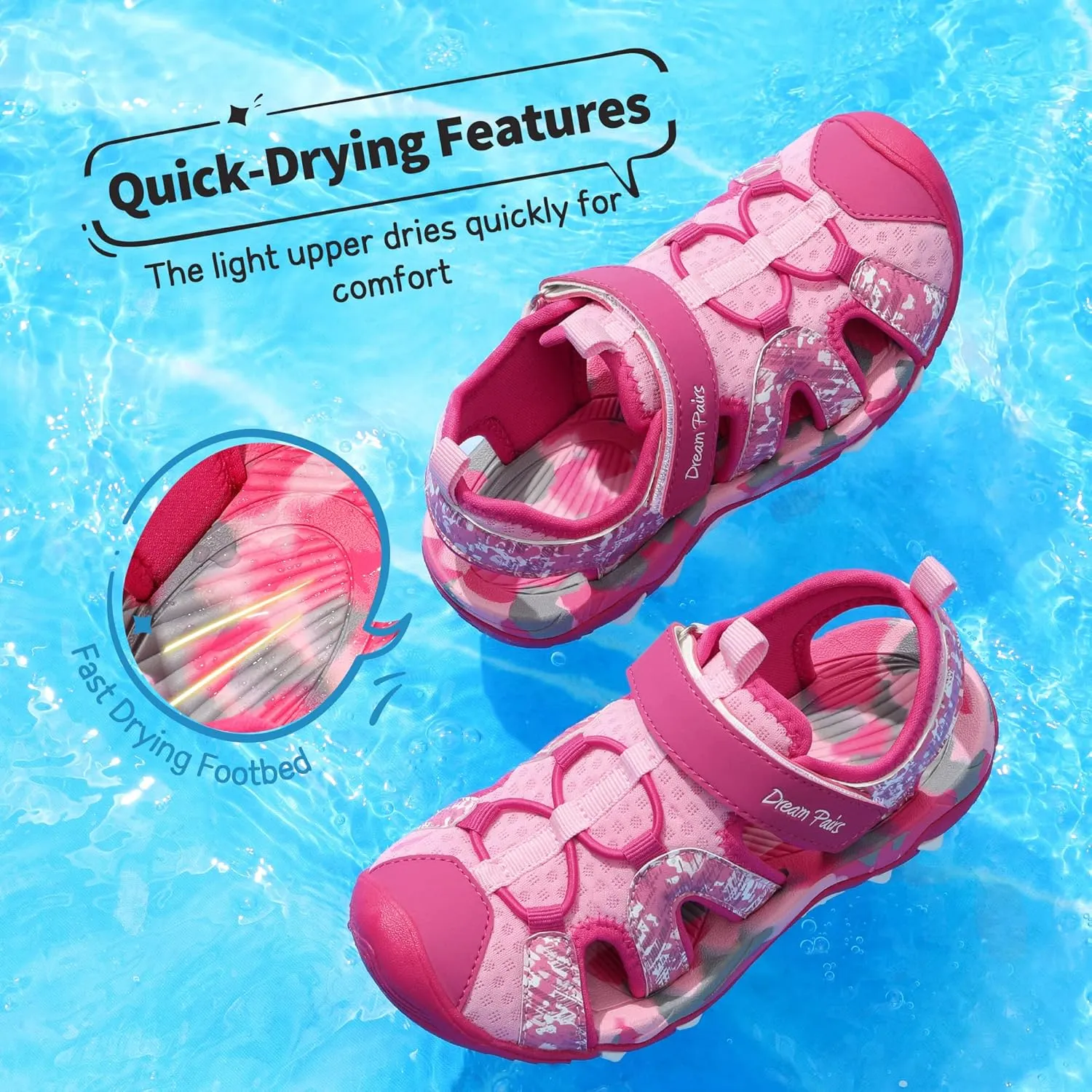 DREAM PAIRS Boys Girls Summer Outdoor Athletic Sport Sandals for Little/Big Kid